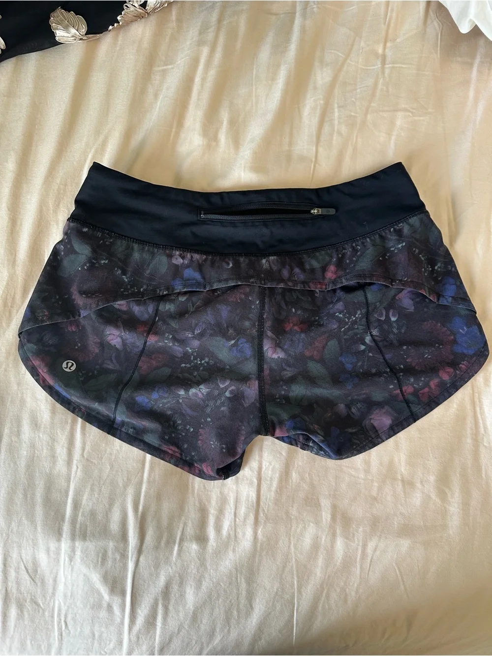 lululemon athletica Black Floral-Print Running Shorts
